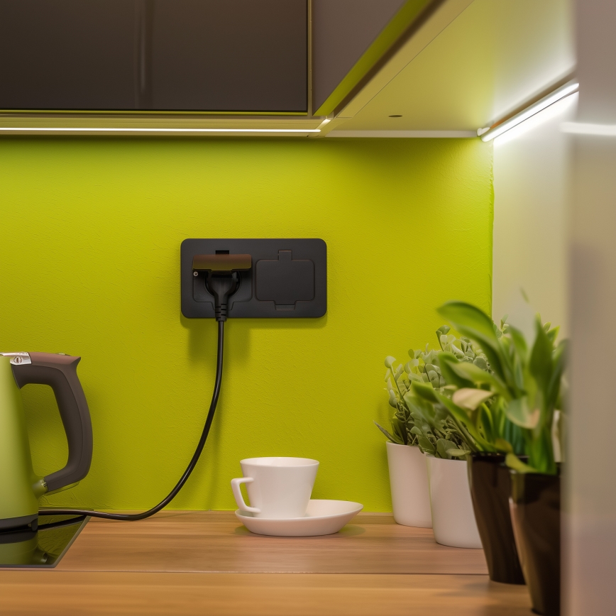 Brilagi – ulkokäyttöön upotettava lattiaan asennettava kaksoispistorasia IP55, musta, suorakulmainen