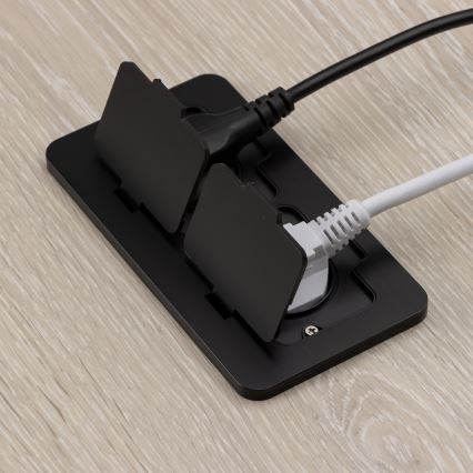 Brilagi – ulkokäyttöön upotettava lattiaan asennettava kaksoispistorasia IP55, musta, suorakulmainen