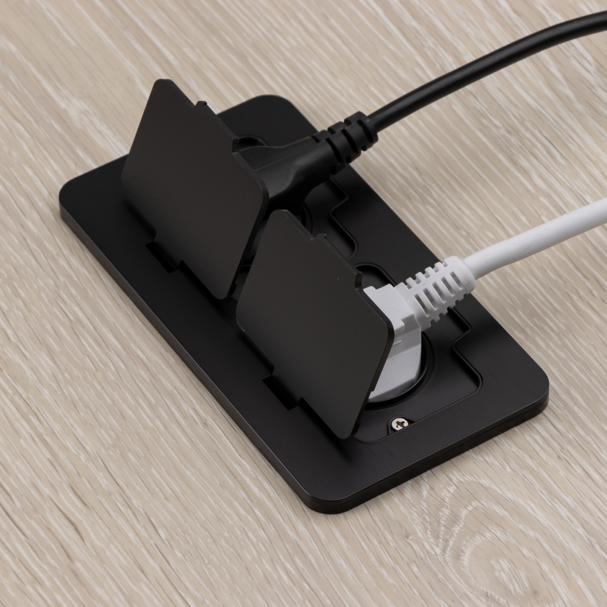 Brilagi – ulkokäyttöön upotettava lattiaan asennettava kaksoispistorasia IP55, musta, suorakulmainen