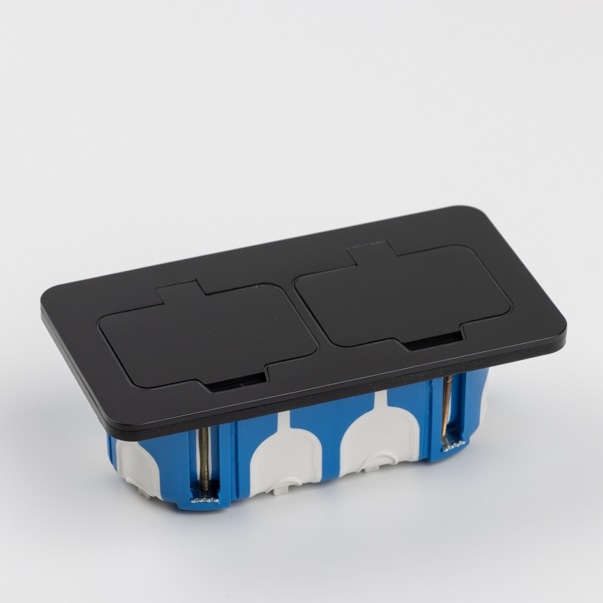 Brilagi – ulkokäyttöön upotettava lattiaan asennettava kaksoispistorasia IP55, musta, suorakulmainen