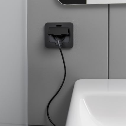 Brilagi – ulkokäyttöön upotettava lattiapistorasia IP55, musta, suorakulmainen