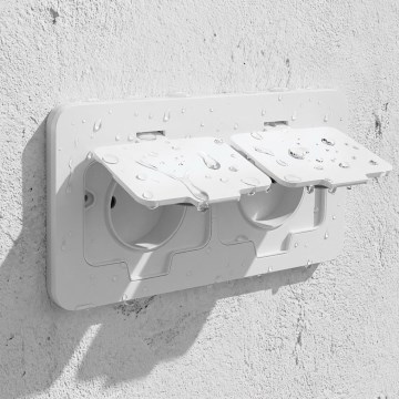 Brilagi - Ulkokäyttöön upotettava lattiapistorasia kaksoispistorasia IP55 valkoinen suorakulmainen