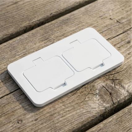 Brilagi - Ulkokäyttöön upotettava lattiapistorasia kaksoispistorasia IP55 valkoinen suorakulmainen