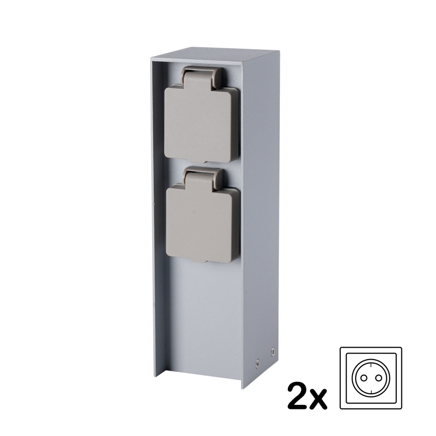 Brilagi - Ulkopilaripistorasia PILLAR 2Z SCHUKO 230 V IP44 hopea
