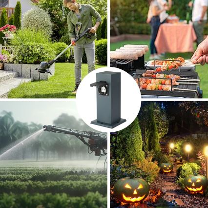 Brilagi - Ulkokäyttöön tarkoitettu pilaripistorasia PILLAR 1Z SCHUKO 230V IP44 antrasiitti