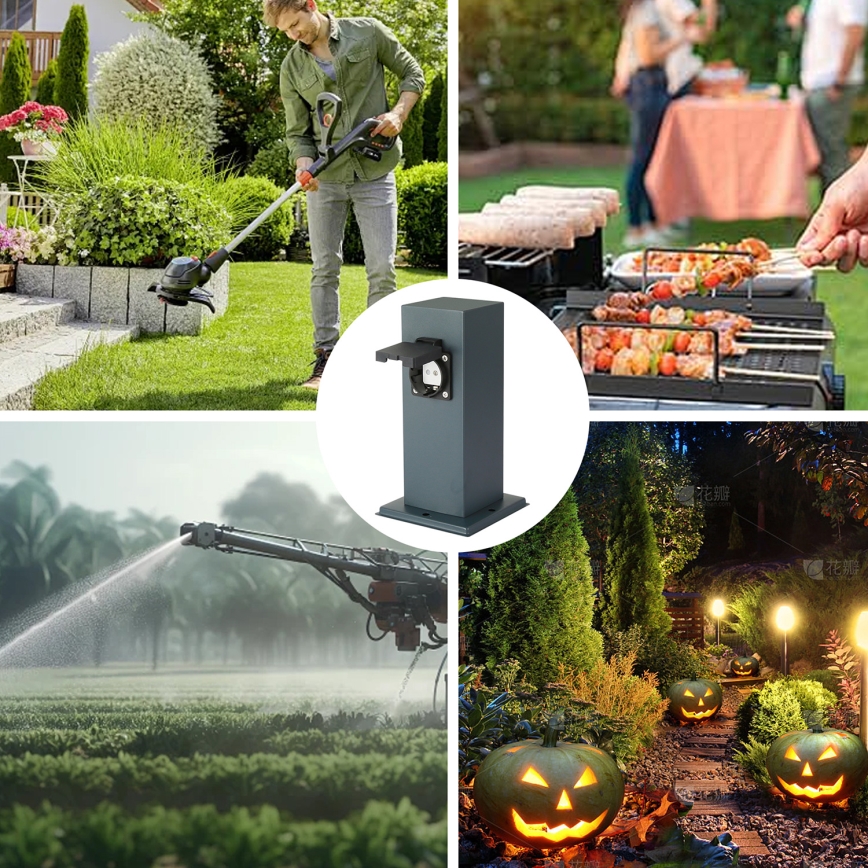 Brilagi - Ulkokäyttöön tarkoitettu pilaripistorasia PILLAR 1Z SCHUKO 230V IP44 antrasiitti