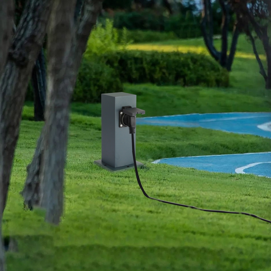 Brilagi - Ulkokäyttöön tarkoitettu pilaripistorasia PILLAR 1Z SCHUKO 230V IP44 antrasiitti
