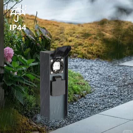 Brilagi - Ulkopistorasiapylväs PILLAR 2Z SCHUKO 230V IP44 antrasiitti