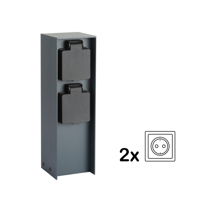 Brilagi - Ulkopistorasiapylväs PILLAR 2Z SCHUKO 230V IP44 antrasiitti