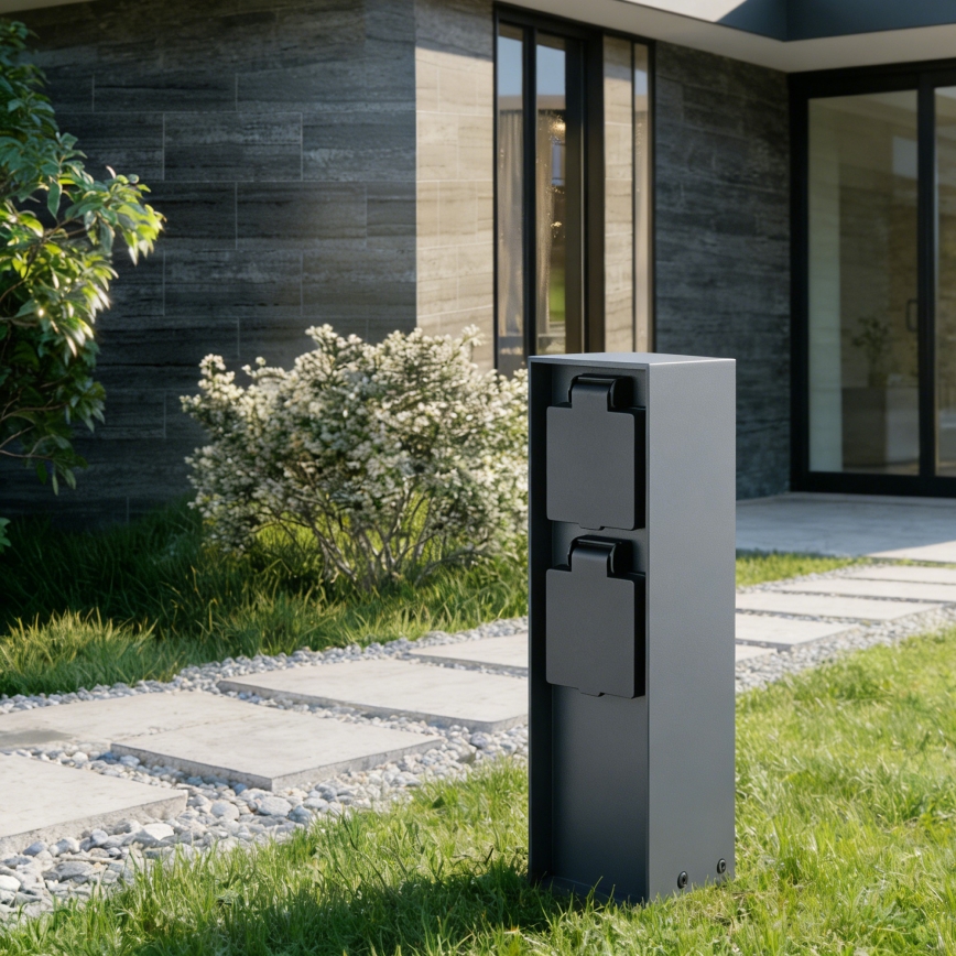 BRILAGI - Ulkopistorasiapylväs PILLAR 2Z SCHUKO 230V IP44 antrasiitti
