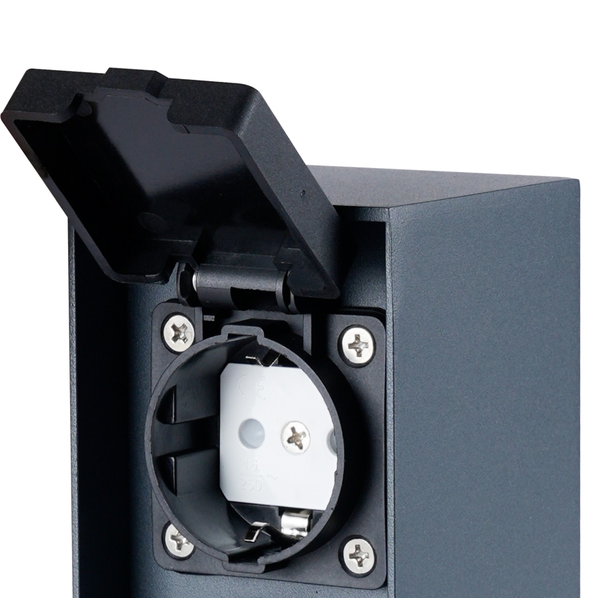 BRILAGI - Ulkopistorasiapylväs PILLAR 2Z SCHUKO 230V IP44 antrasiitti