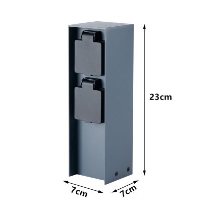 BRILAGI - Ulkopistorasiapylväs PILLAR 2Z SCHUKO 230V IP44 antrasiitti