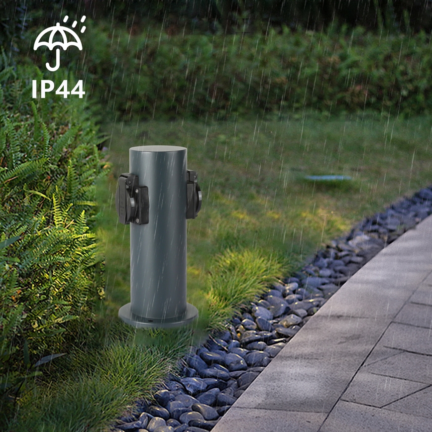 Brilagi - Ulkopistorasiapylväs PILLAR 2Z SCHUKO 230V IP44 antrasiitti