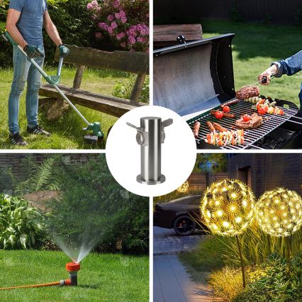 Brilagi - Ulkopistorasiapylväs PILLAR 2Z SCHUKO 230V IP44 mattakromi