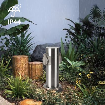 Brilagi - Ulkopistorasiapylväs PILLAR 2Z SCHUKO 230V IP44 mattakromi