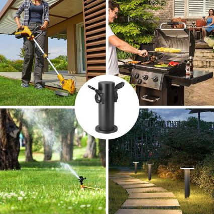 Brilagi - Ulkopistorasiapylväs PILLAR 2Z SCHUKO 230V IP44 musta