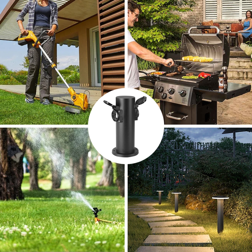 Brilagi - Ulkopistorasiapylväs PILLAR 2Z SCHUKO 230V IP44 musta