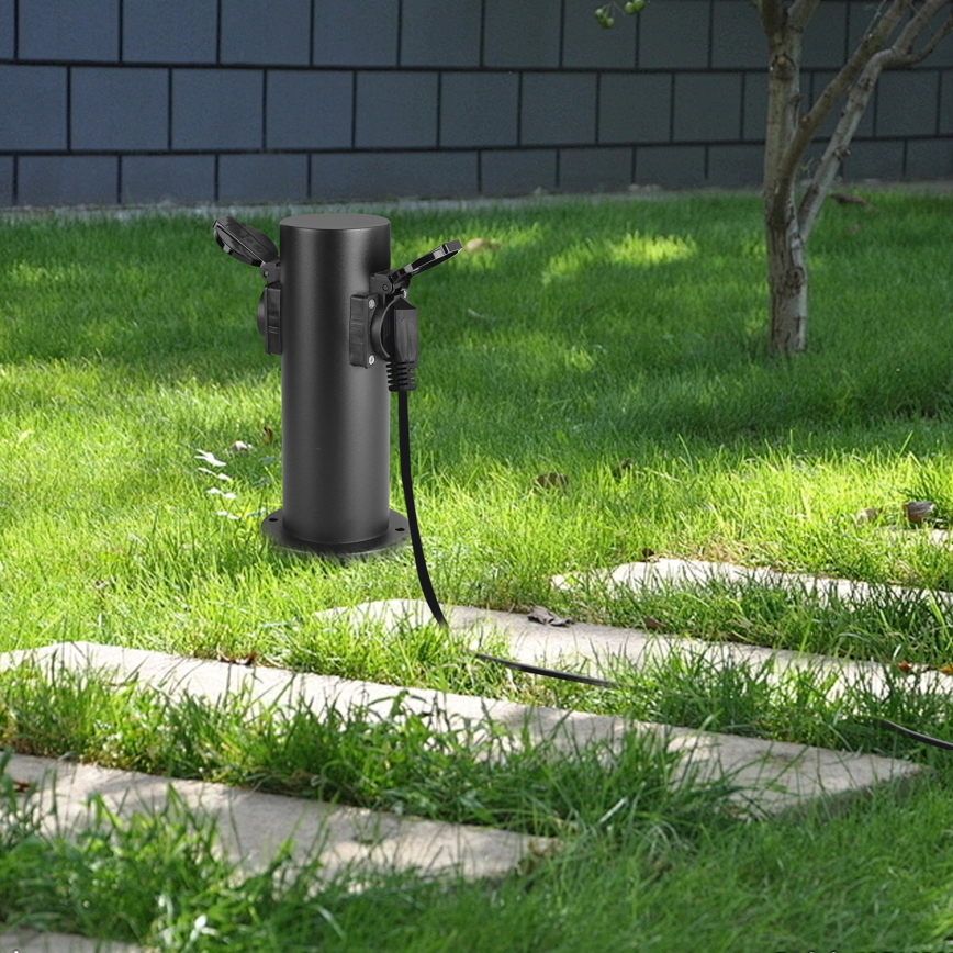 Brilagi - Ulkopistorasiapylväs PILLAR 2Z SCHUKO 230V IP44 musta