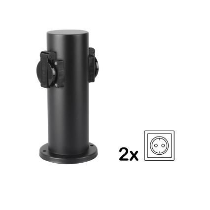 Brilagi - Ulkopistorasiapylväs PILLAR 2Z SCHUKO 230V IP44 musta