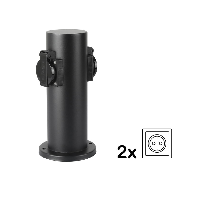Brilagi - Ulkopistorasiapylväs PILLAR 2Z SCHUKO 230V IP44 musta