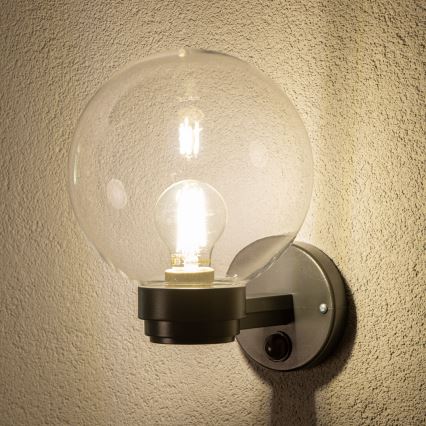 BRILAGI - Liikeanturilla varustettu ulkoseinävalaisin HARBOR 1xE27/40W/230V IP33 antrasiitti/kirkas