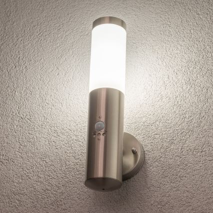 BRILAGI - ELIA ulkoseinävalaisin liiketunnistimella, 1xE27/20W/230V, IP44, mattakromi