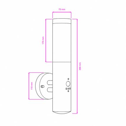 BRILAGI - ELIA ulkoseinävalaisin liiketunnistimella, 1xE27/20W/230V, IP44, mattakromi