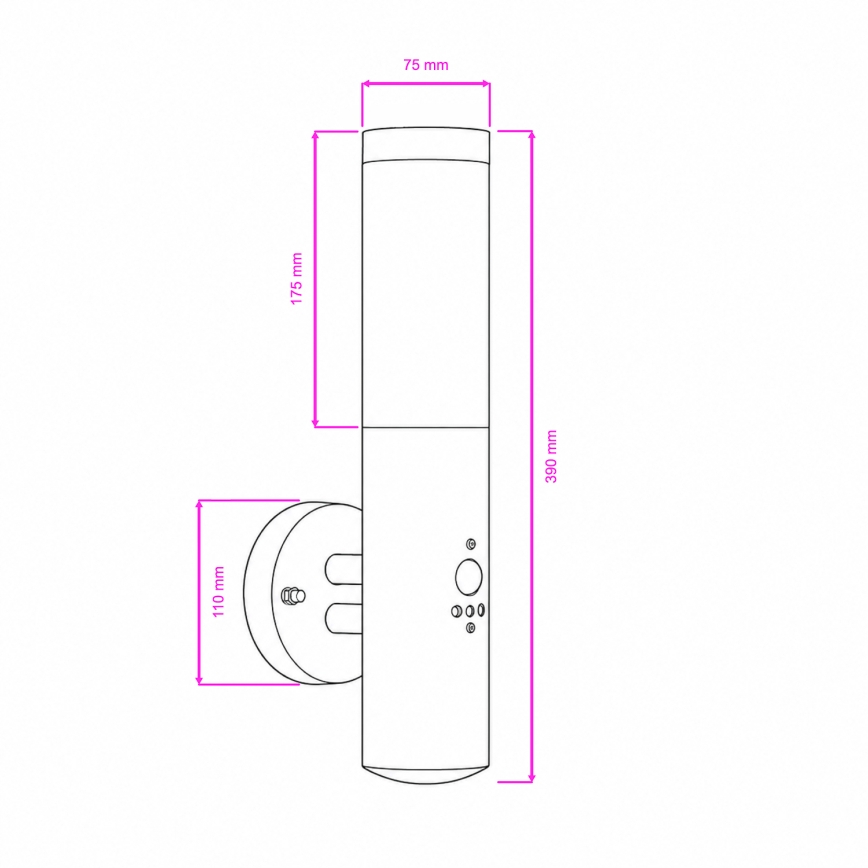 BRILAGI - ELIA ulkoseinävalaisin liiketunnistimella, 1xE27/20W/230V, IP44, mattakromi