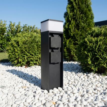 Brilagi - Ulkoseinävalaisin kahdella SCHUKO-pistorasialla, 1x G9/11W/230V, IP44, musta