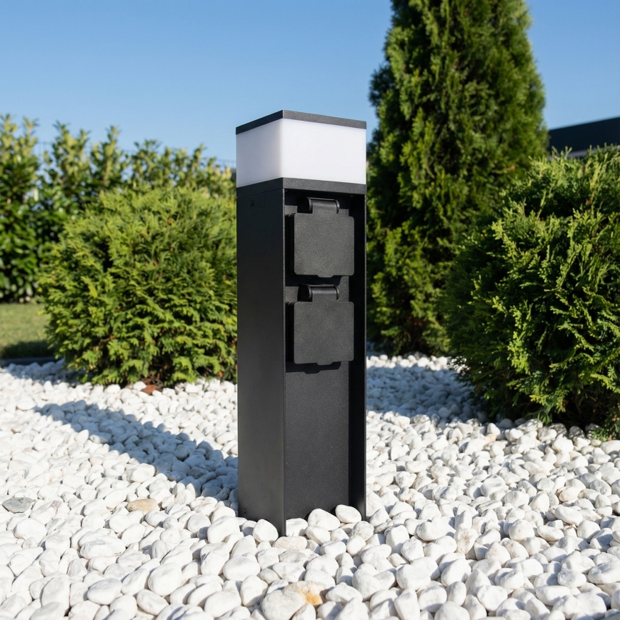 Brilagi - Ulkoseinävalaisin kahdella SCHUKO-pistorasialla, 1x G9/11W/230V, IP44, musta