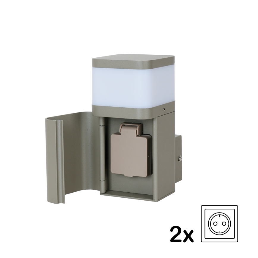 BRILAGI - Ulkoseinävalaisin SCHUKO-pistorasialla PILLAR 1xG9/11W/230V IP44 harmaa