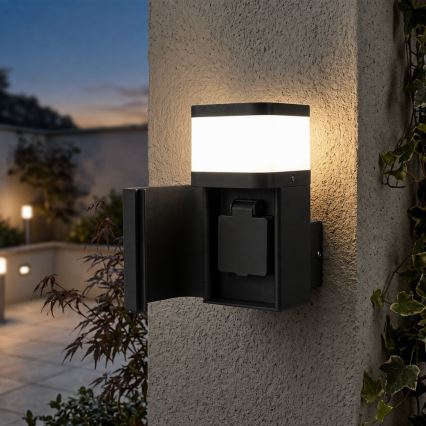 BRILAGI - Ulkoseinävalaisin pistorasialla SCHUKO PILLAR 1xG9/11W/230V IP44 musta