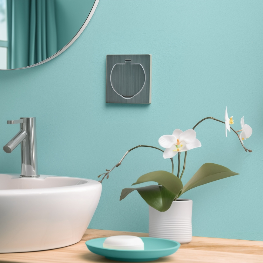 Brilagi - Ulkotila sisäänrakennettu lattia pistoke IP55 mattakromi neliö