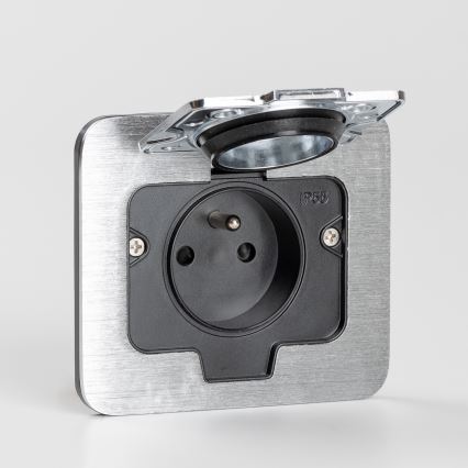 Brilagi - Ulkotila sisäänrakennettu lattia pistoke IP55 mattakromi suorakulmainen