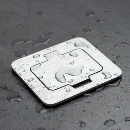 Brilagi - Ulkotila sisäänrakennettu lattia pistoke IP55 mattakromi suorakulmainen