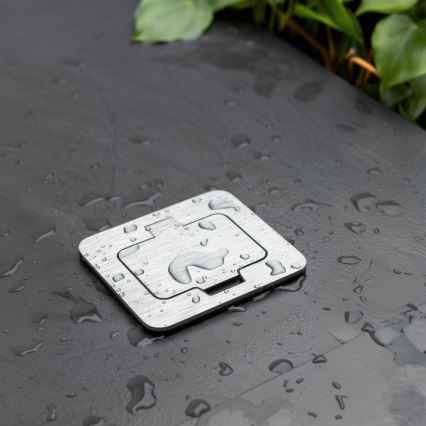 Brilagi - Ulkotila sisäänrakennettu lattia pistoke IP55 mattakromi suorakulmainen