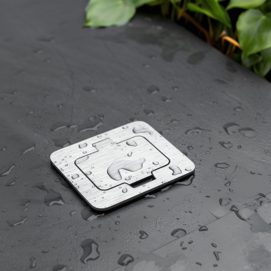 Brilagi - Ulkotila sisäänrakennettu lattia pistoke IP55 mattakromi suorakulmainen