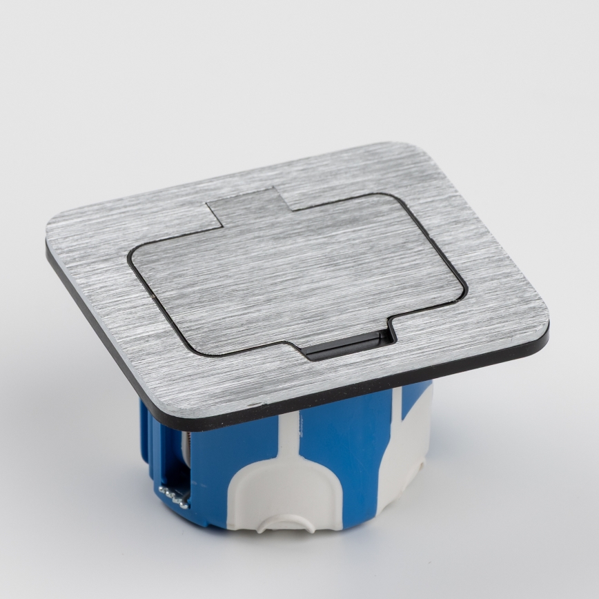 Brilagi - Ulkotila sisäänrakennettu lattia pistoke IP55 mattakromi suorakulmainen