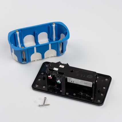 Brilagi - Ulkotila sisäänrakennettu lattia tuplapistoke IP55 mattakromi suorakulmainen