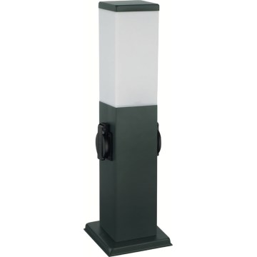 Brilagi - Ulkovalaisin, jossa 2 SCHUKO-pistorasiaa, 1xE27/15W/230V, 40 cm, IP44, antrasiitti