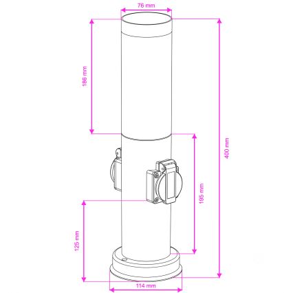 Brilagi - Ulkovalaisin kahdella SCHUKO-pistorasialla NOVA 1xE27/15W/230V 40 cm IP44 antrasiitti