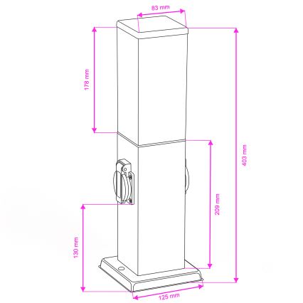 Brilagi - Ulkovalaisin kahdella SCHUKO-pistorasialla NOVA 1xE27/15W/230V 40 cm IP44 ruskea