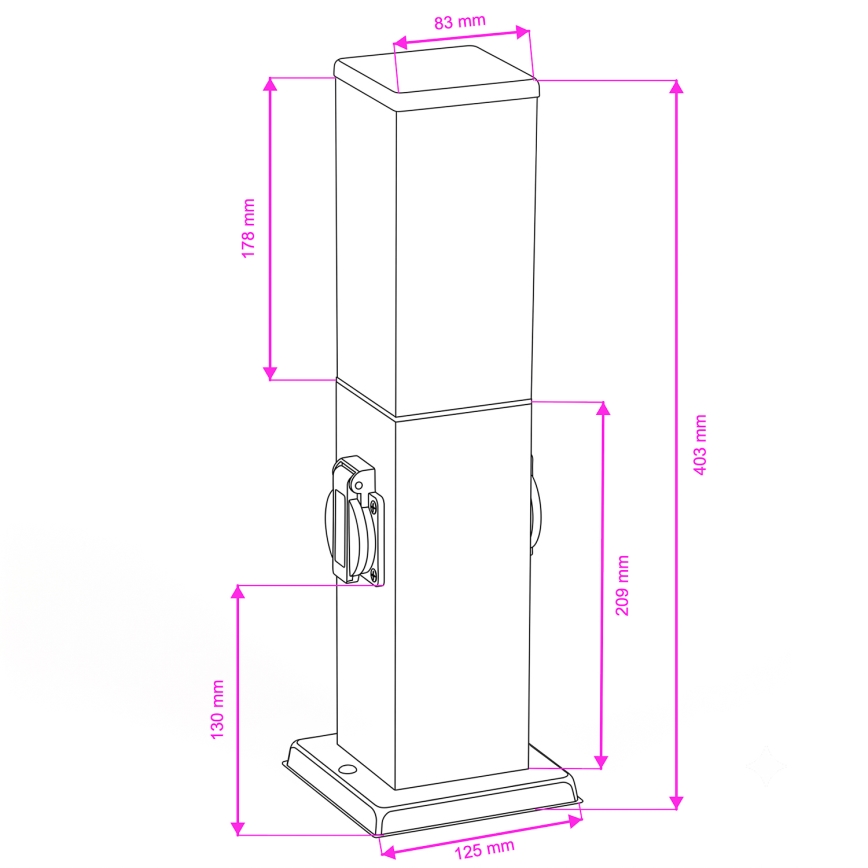 Brilagi - Ulkovalaisin kahdella SCHUKO-pistorasialla NOVA 1xE27/15W/230V 40 cm IP44 ruskea