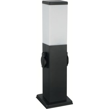 Brilagi - ulkovalaisin, jossa kaksi SCHUKO-pistorasiaa, 1xE27/15W/230V, 40 cm, IP44, musta