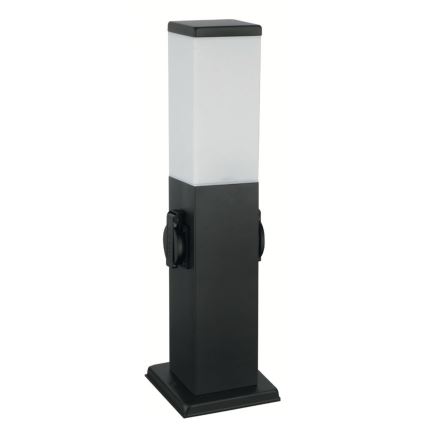 Brilagi - Ulkovalaisin NOVA, 2 SCHUKO-pistorasiaa, 1xE27/15W/230V, 40 cm, IP44, musta