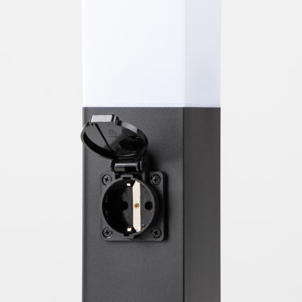 Brilagi - Ulkovalaisin NOVA, 2 SCHUKO-pistorasiaa, 1xE27/15W/230V, 40 cm, IP44, musta