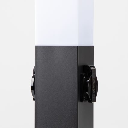 Brilagi - Ulkovalaisin NOVA, 2 SCHUKO-pistorasiaa, 1xE27/15W/230V, 40 cm, IP44, musta