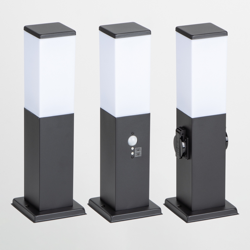 Brilagi - Ulkovalaisin NOVA, 2 SCHUKO-pistorasiaa, 1xE27/15W/230V, 40 cm, IP44, musta