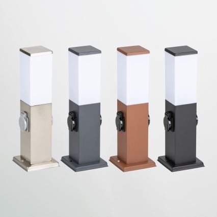 Brilagi - Ulkovalaisin NOVA, 2 SCHUKO-pistorasiaa, 1xE27/15W/230V, 40 cm, IP44, musta