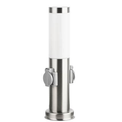Brilagi - Ulkovalaisin NOVA 2 SCHUKO-pistorasiaa 1x E27/15W/230V 40 cm IP44 mattakromi